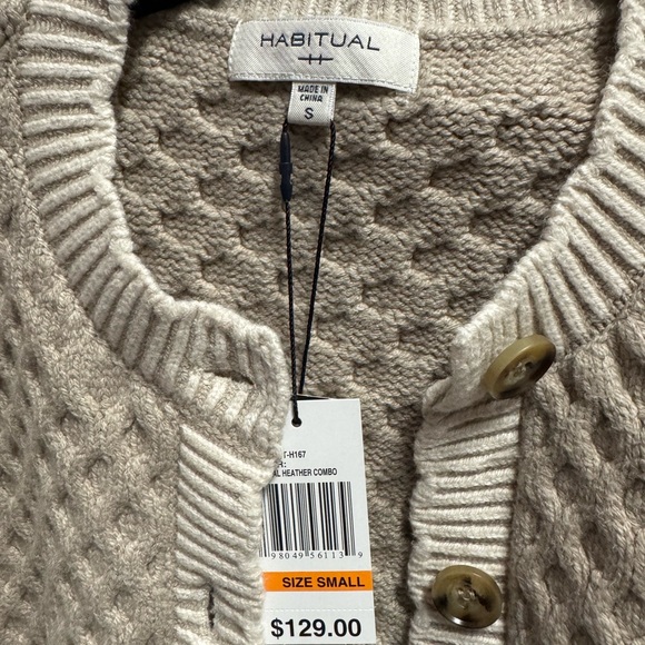 NWT Habitual Taupe Textured Cardigan Small
